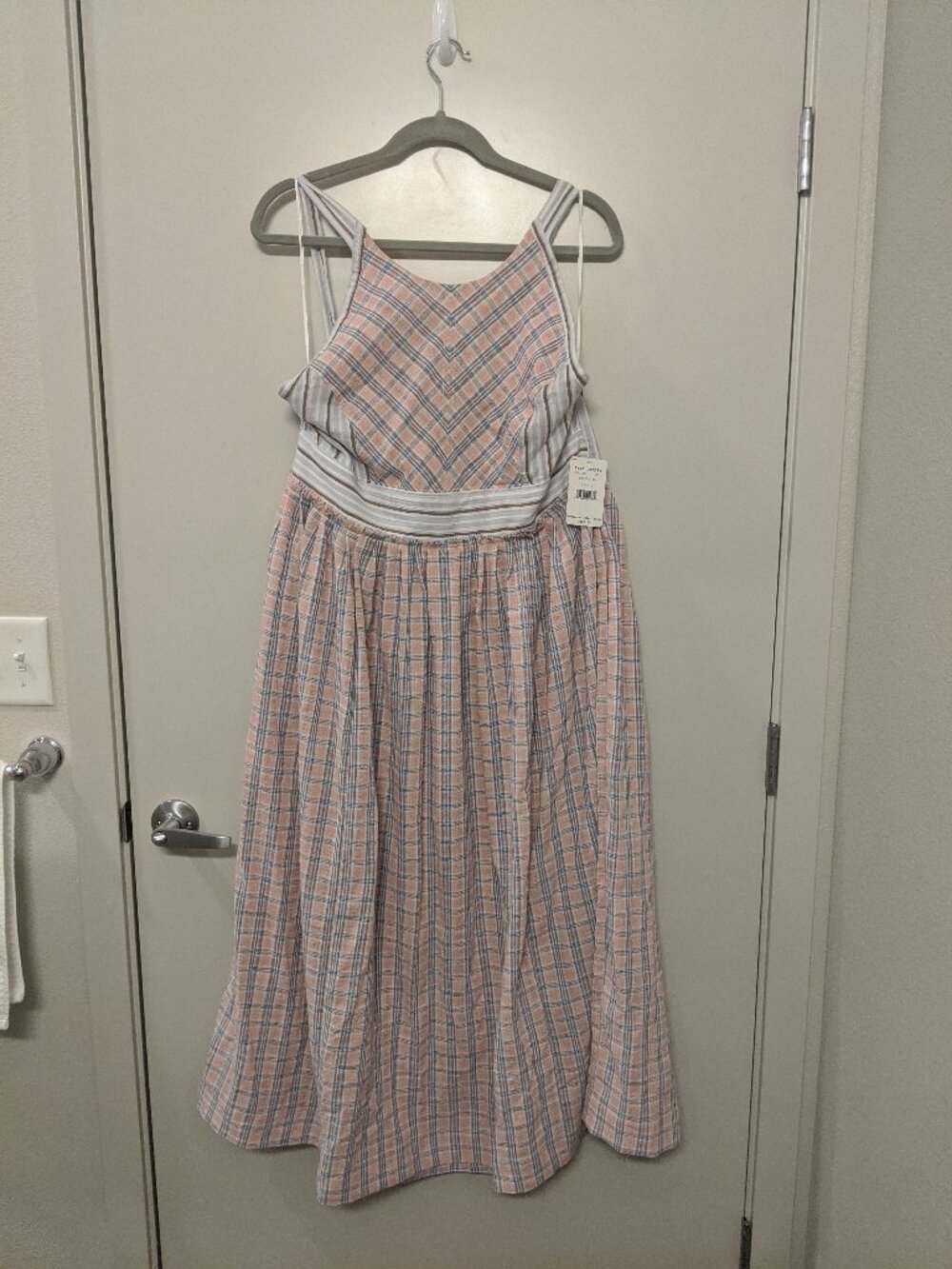 NWT Free People Women's Halter Dress Size Medium Plaid Midi Boho - Picture 3 of 6